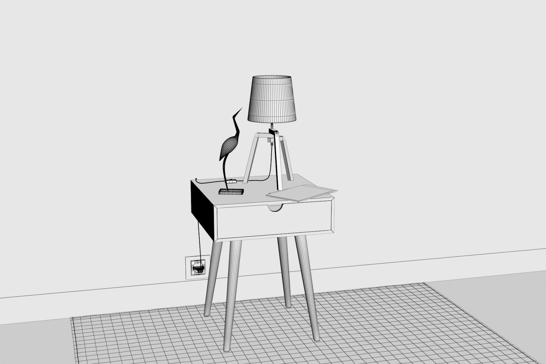 Bedside Table - Set Decoration Bedroom 05 3D model_4