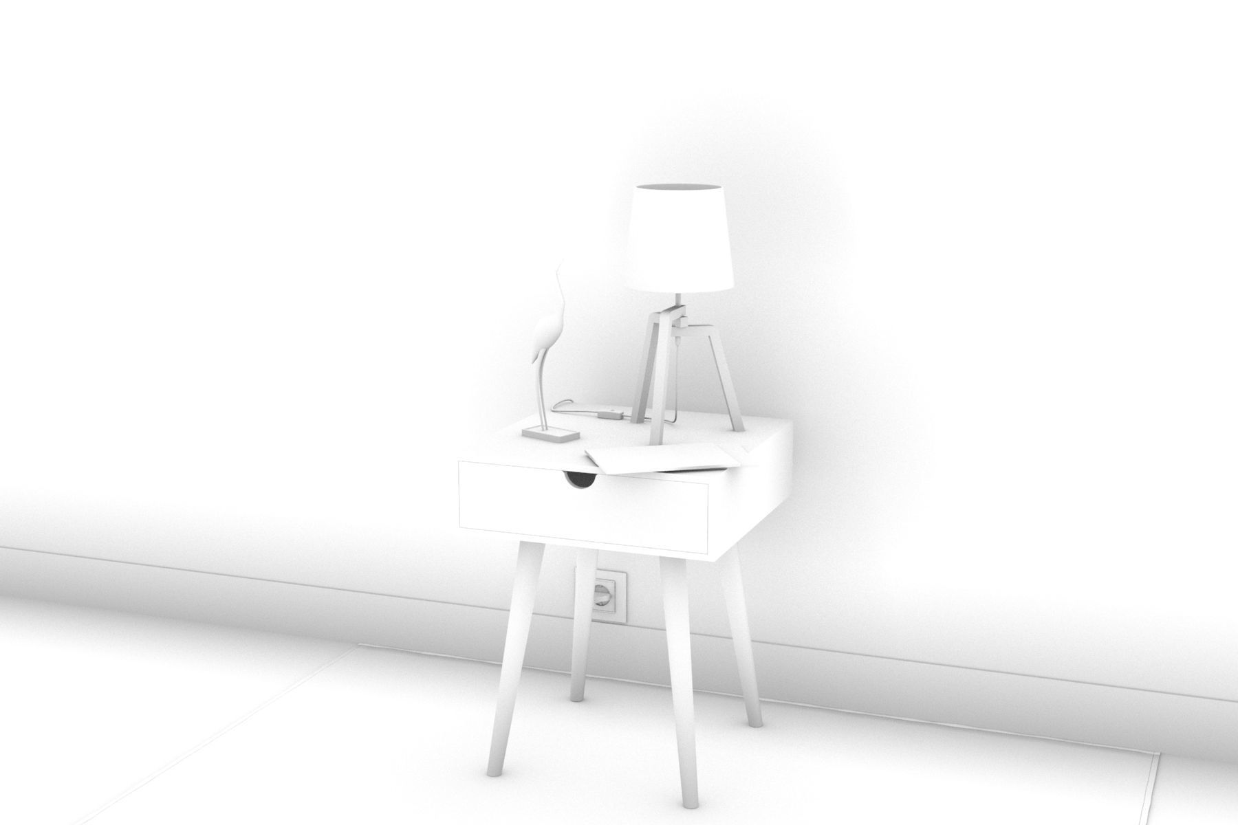 Bedside Table - Set Decoration Bedroom 05 3D model_3