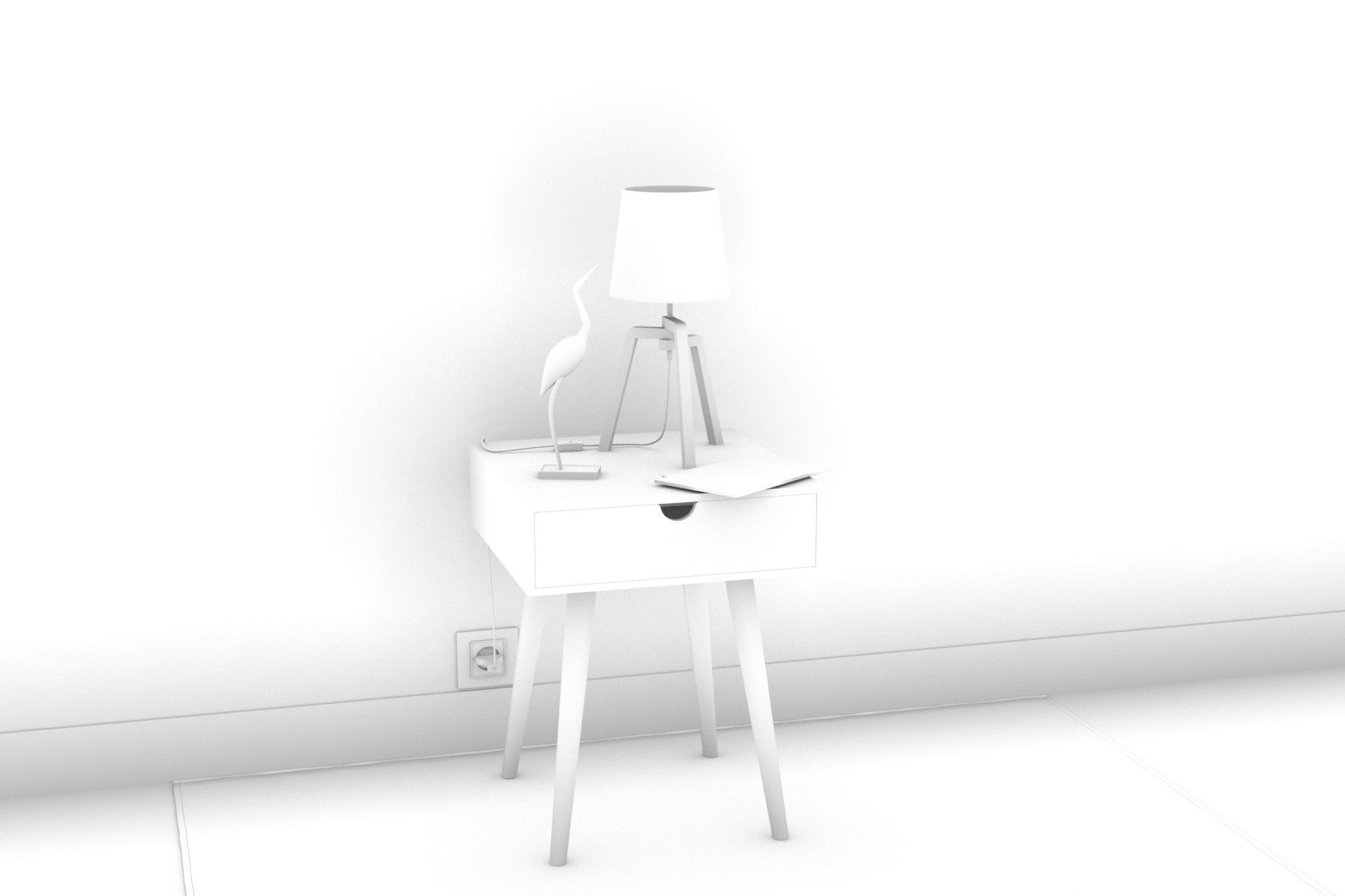 Bedside Table - Set Decoration Bedroom 05 3D model_2