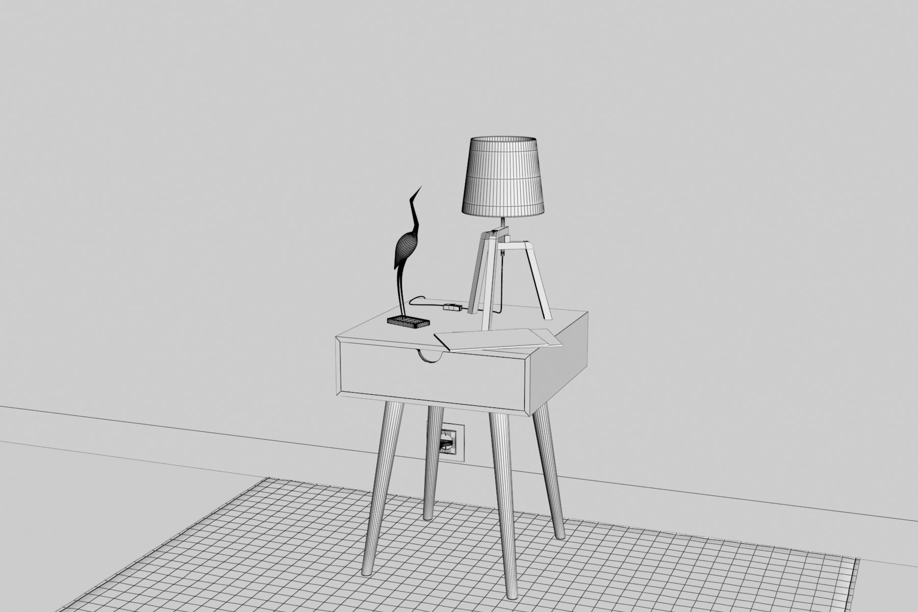 Bedside Table - Set Decoration Bedroom 05 3D model_5