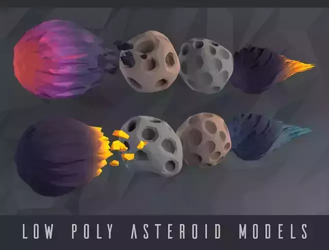 Low poly Asteroids egg on rock Low-poly 3D model