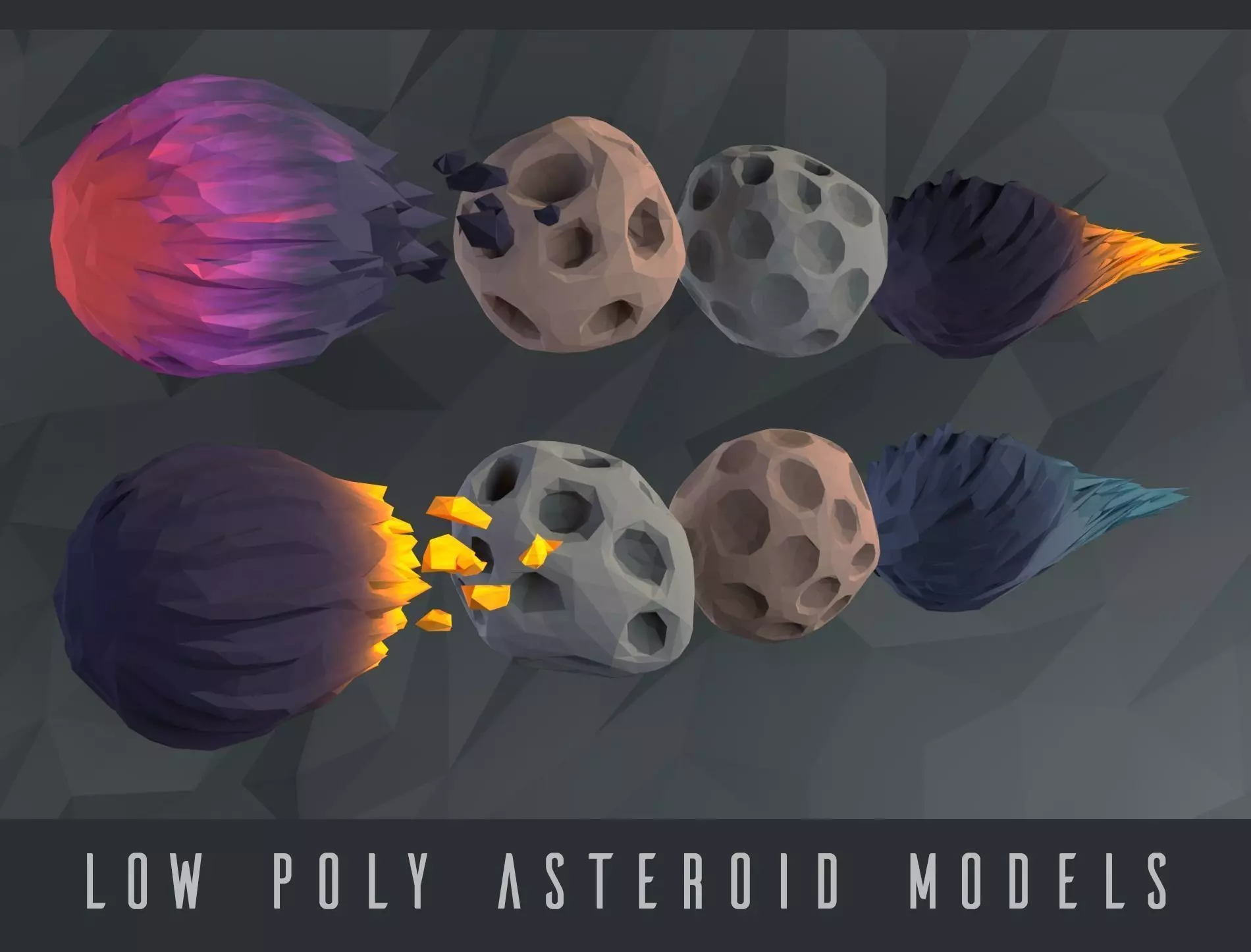 Low poly Asteroids egg on rock Low-poly 3D model_0