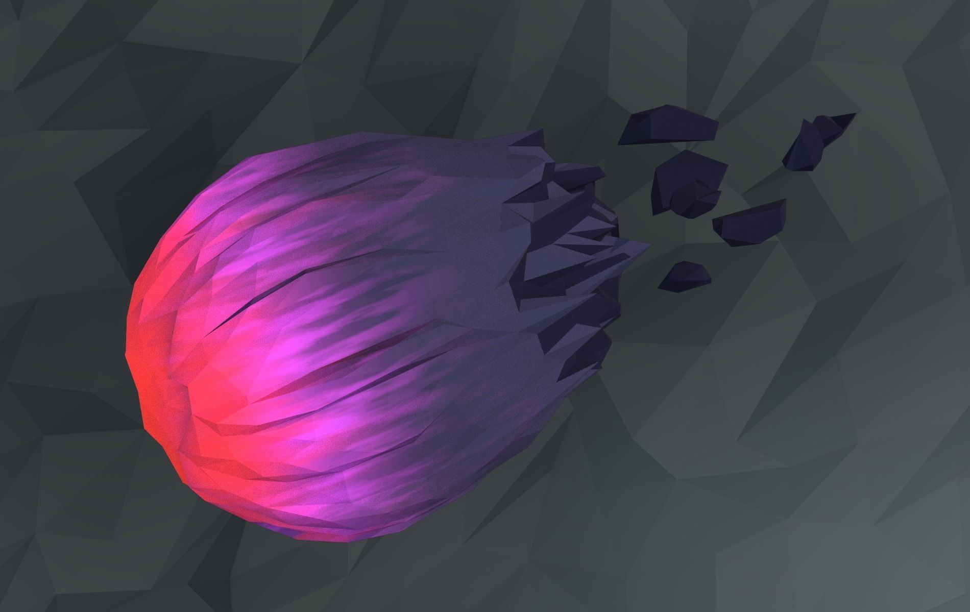 Low poly Asteroids egg on rock Low-poly 3D model_5