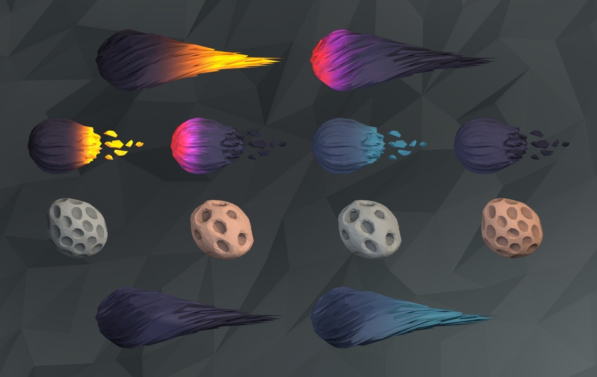 Low poly Asteroids egg on rock Low-poly 3D model_2