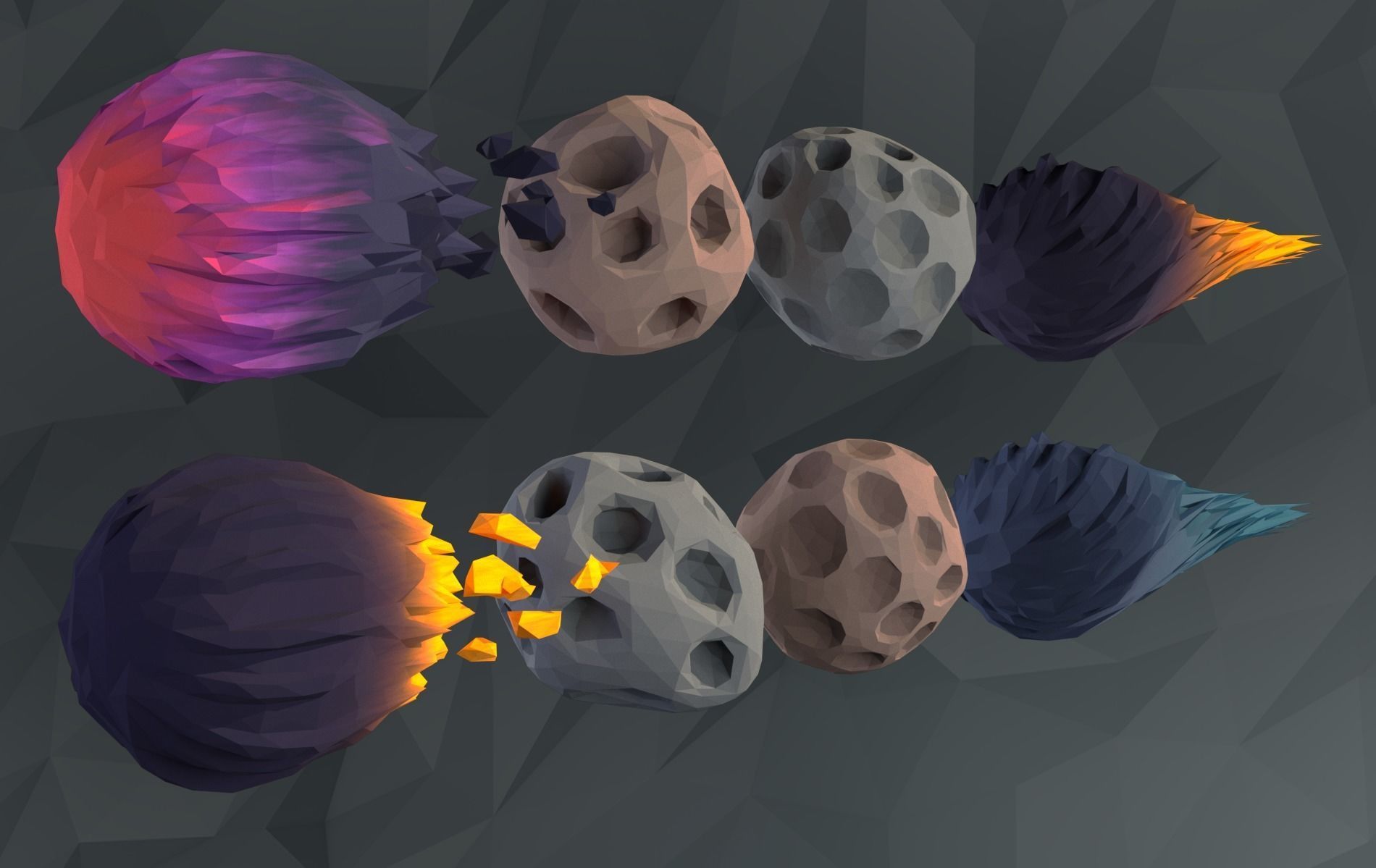 Low poly Asteroids egg on rock Low-poly 3D model_1
