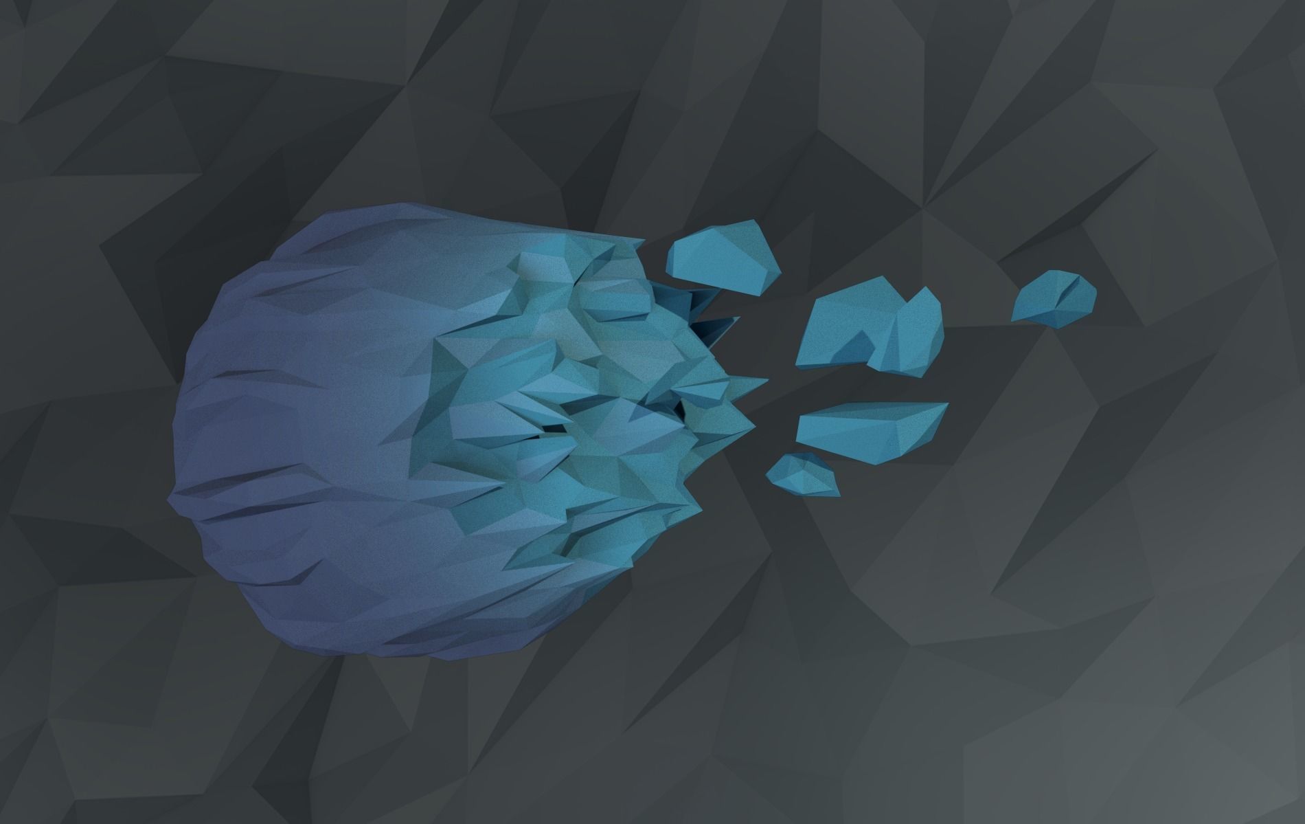 Low poly Asteroids egg on rock Low-poly 3D model_4