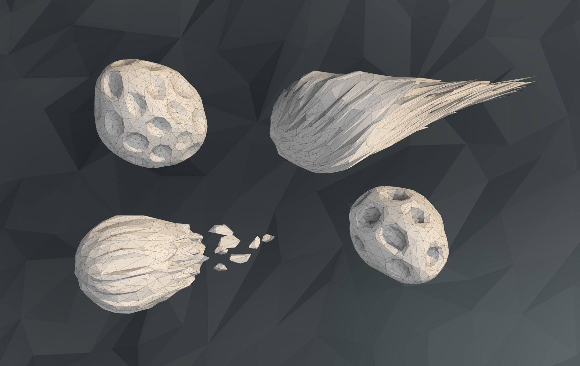 Low poly Asteroids egg on rock Low-poly 3D model_10