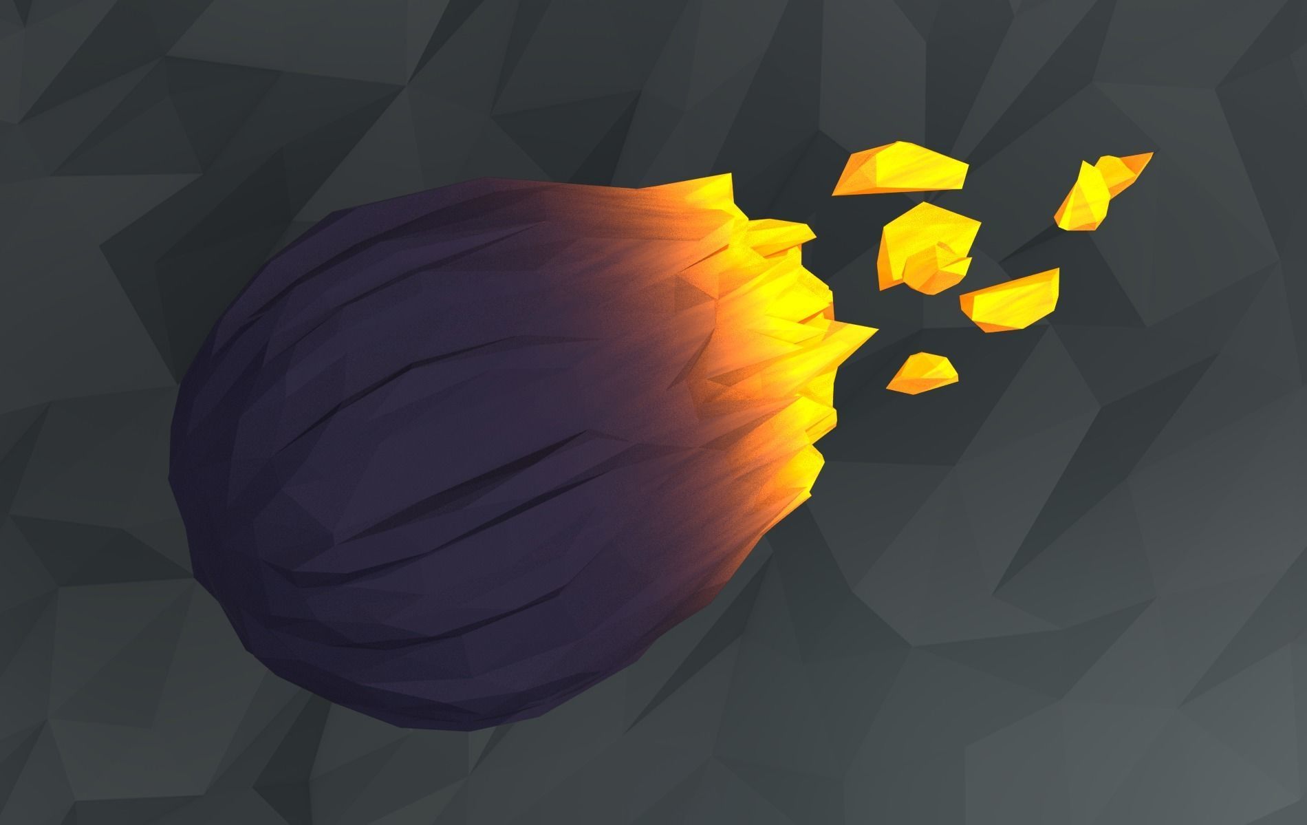 Low poly Asteroids egg on rock Low-poly 3D model_3