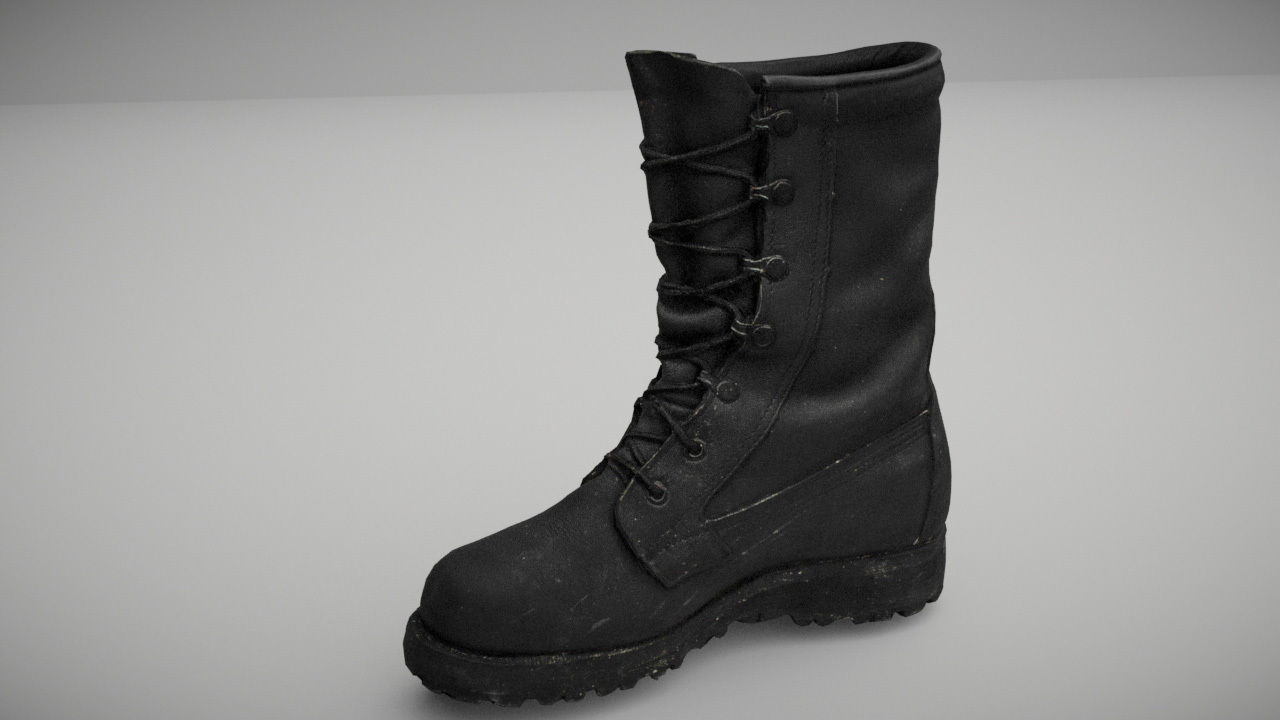 Military boot low poly 3D model Low-poly 3D model_1