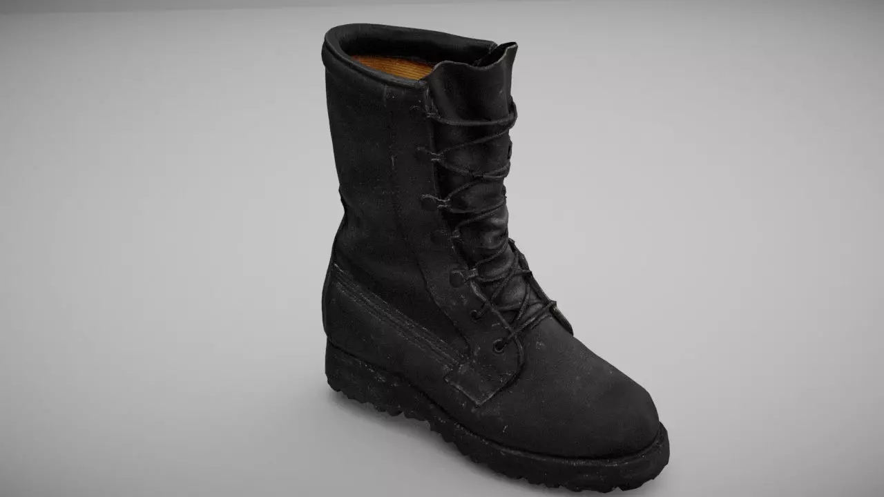 Military boot low poly 3D model Low-poly 3D model_0