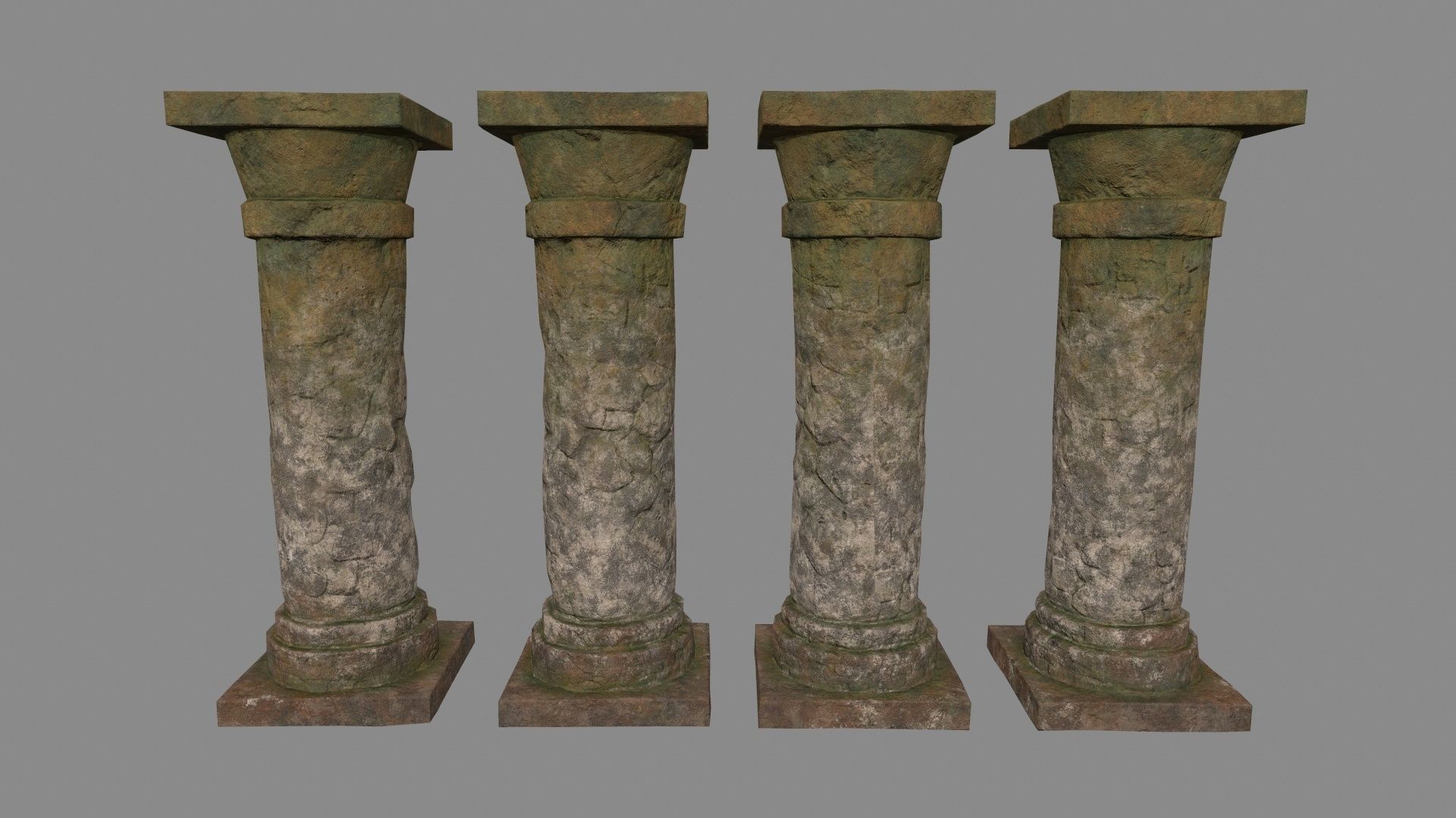 pillar set of old stone columns Low-poly 3D model_5
