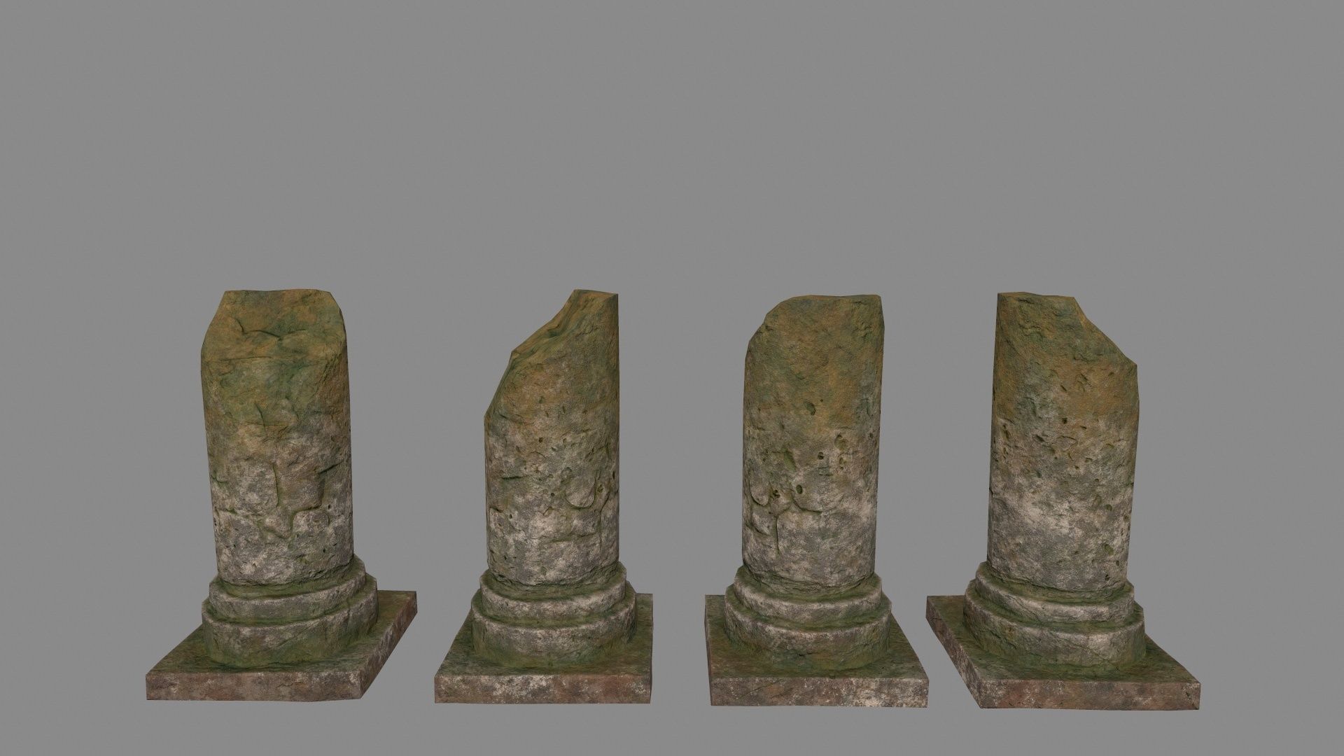 pillar set of old stone columns Low-poly 3D model_4