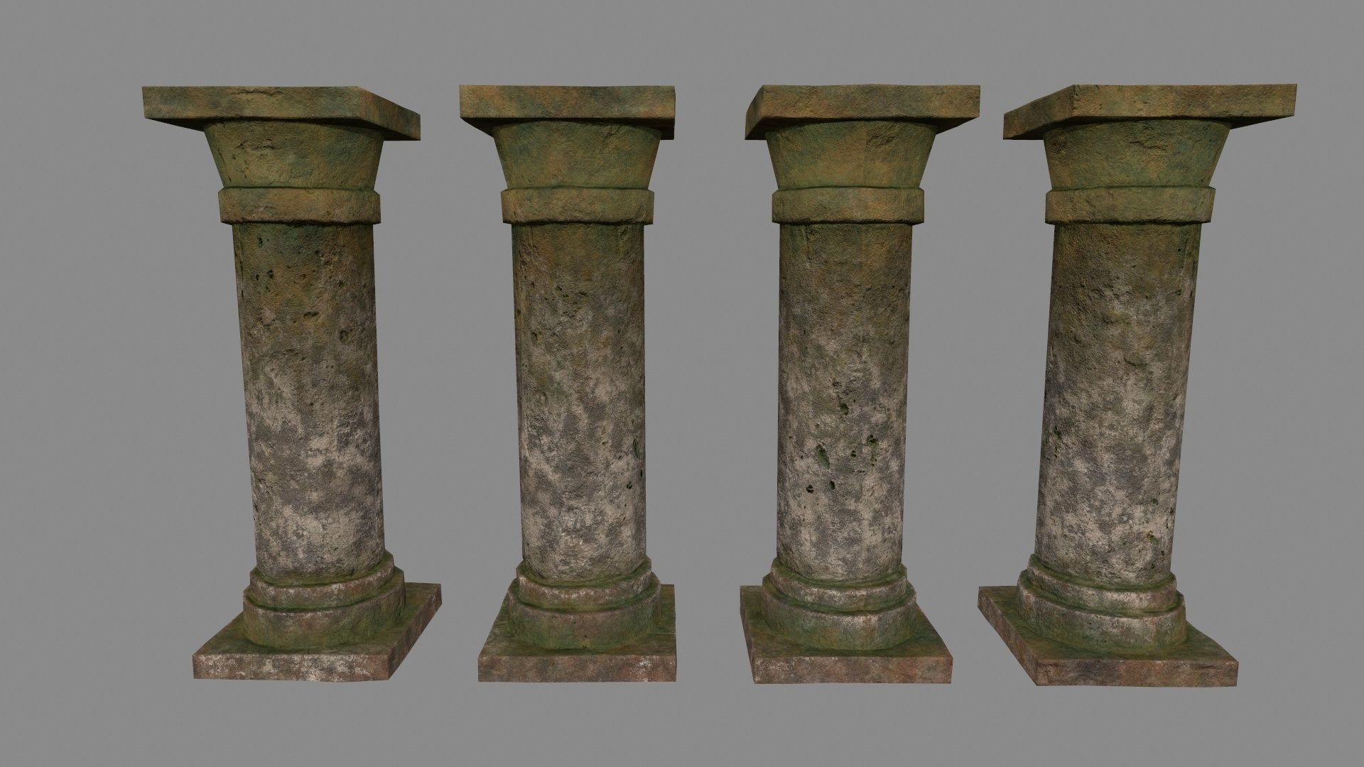 pillar set of old stone columns Low-poly 3D model_10