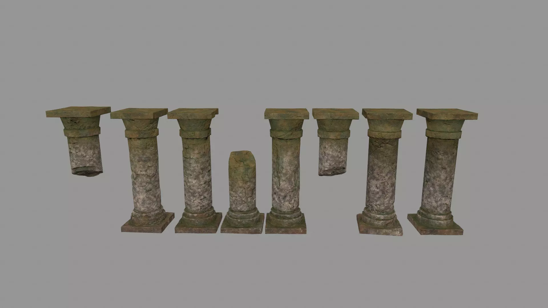 pillar set of old stone columns Low-poly 3D model_0