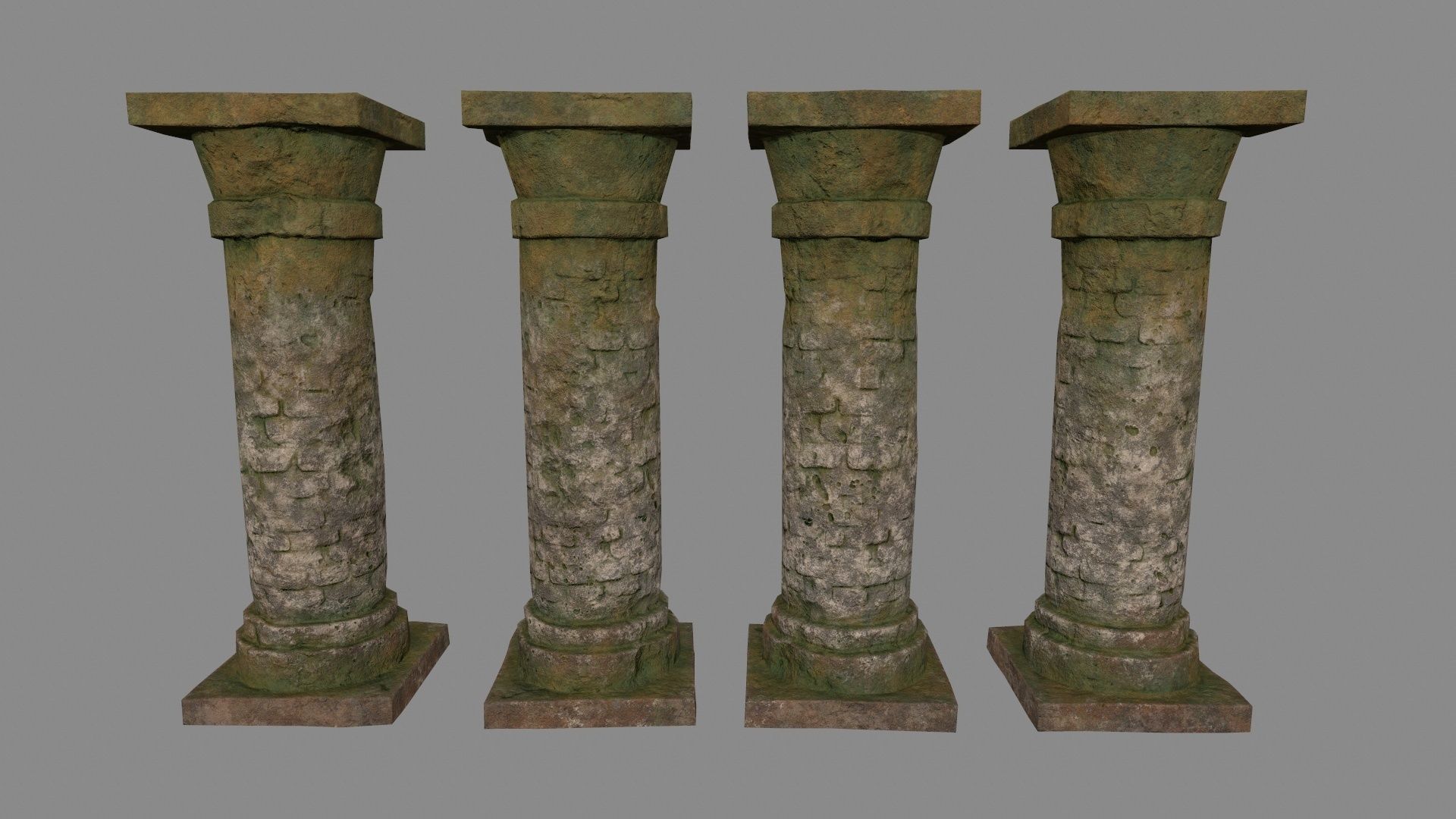 pillar set of old stone columns Low-poly 3D model_7
