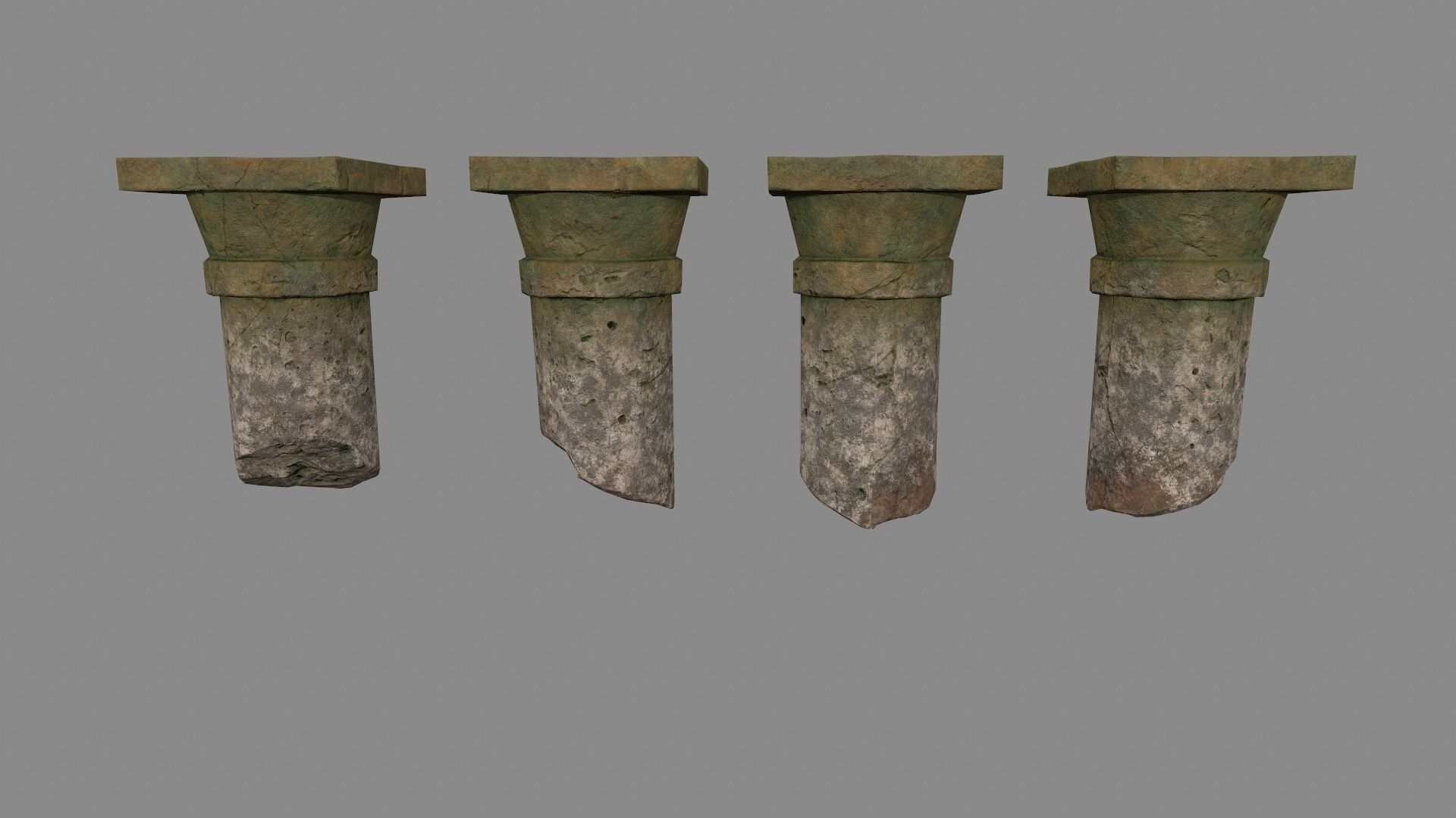 pillar set of old stone columns Low-poly 3D model_6