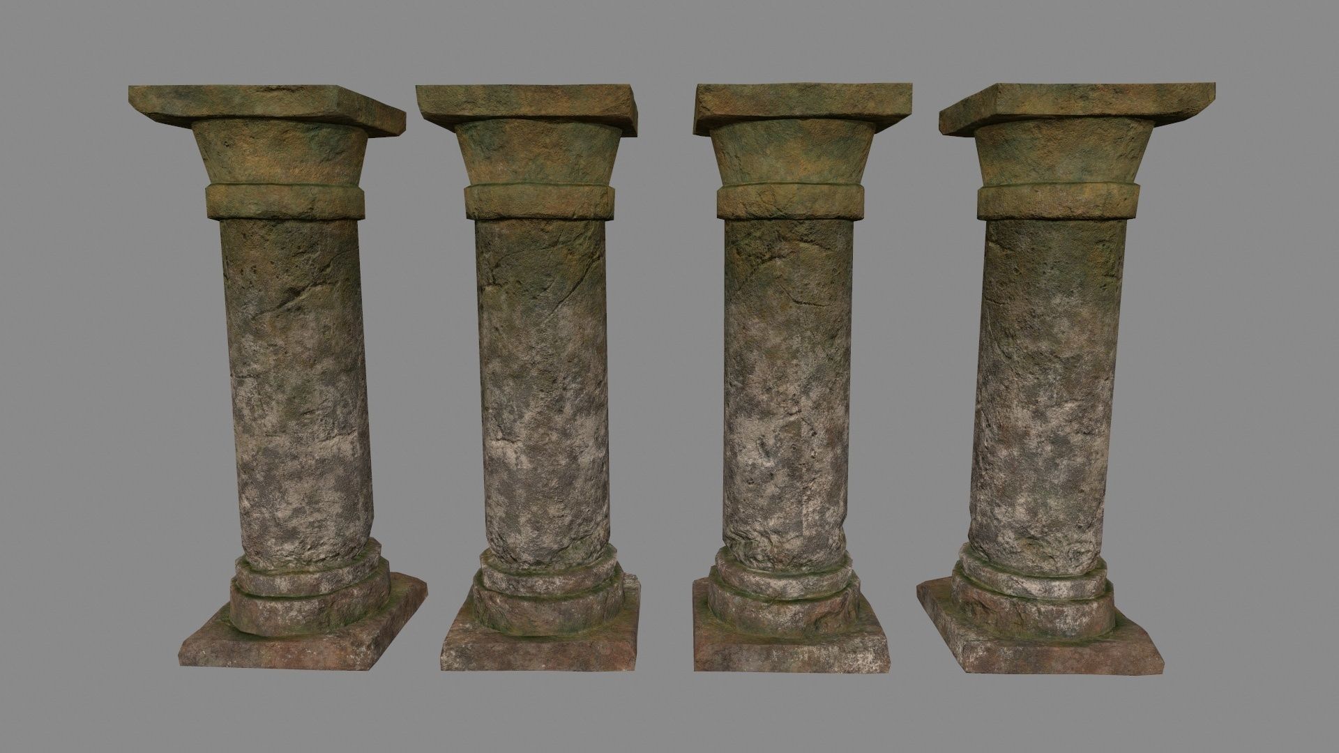 pillar set of old stone columns Low-poly 3D model_3