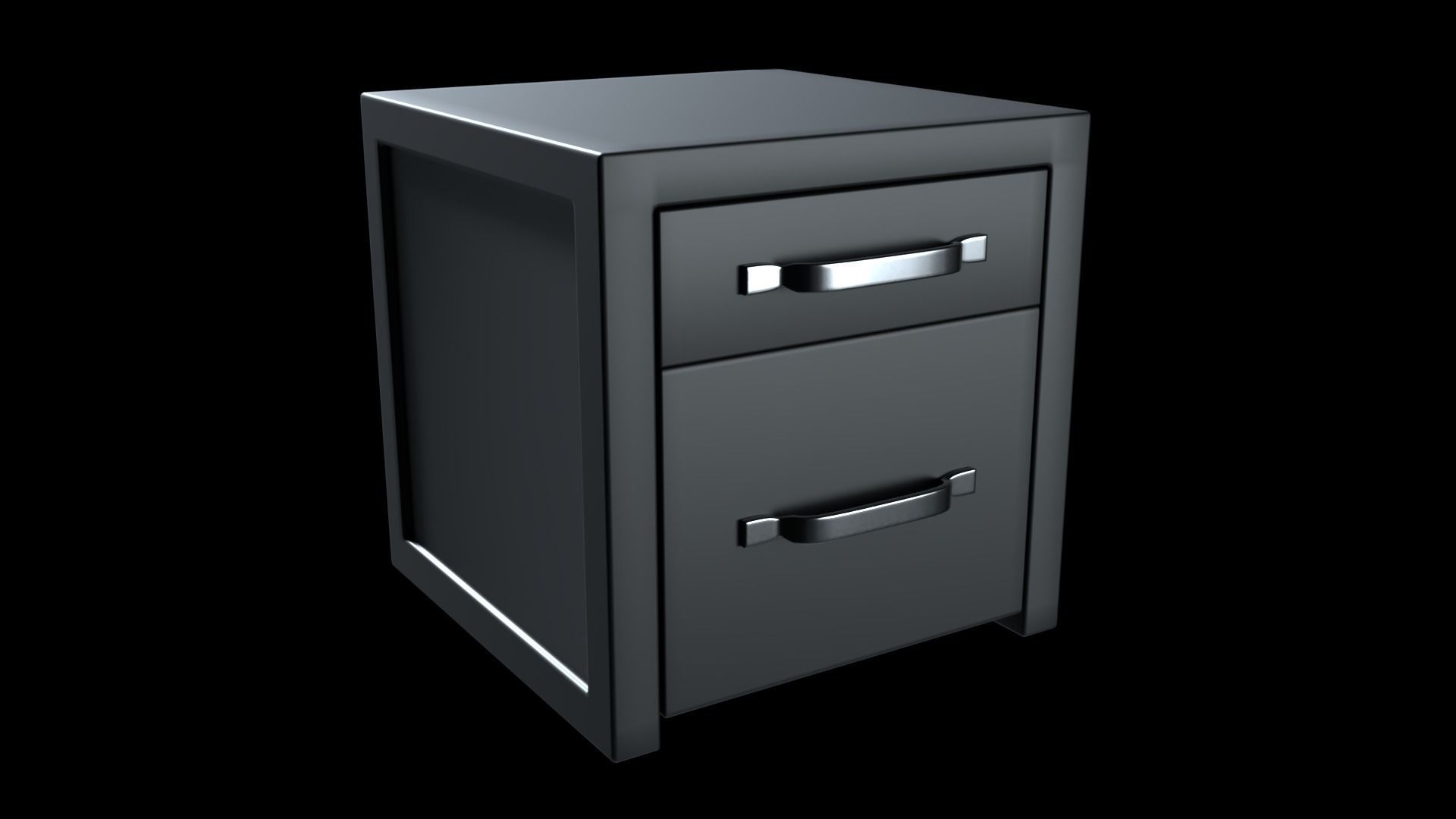 Modern Nightstand Low-poly 3D model_3