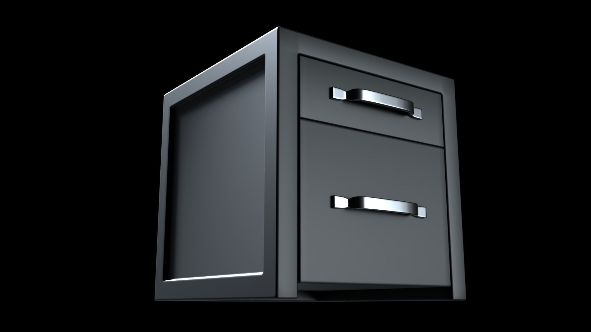 Modern Nightstand Low-poly 3D model_4