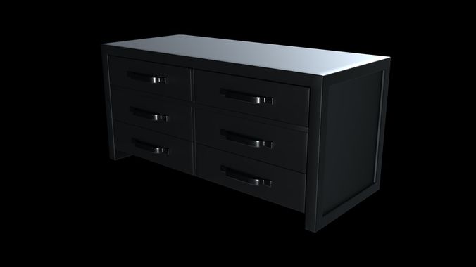 Modern Horizontal Dresser Low-poly 3D model