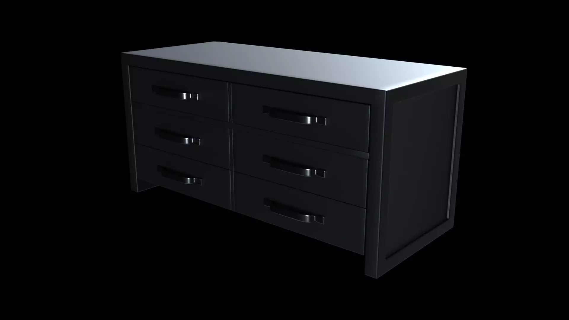 Modern Horizontal Dresser Low-poly 3D model