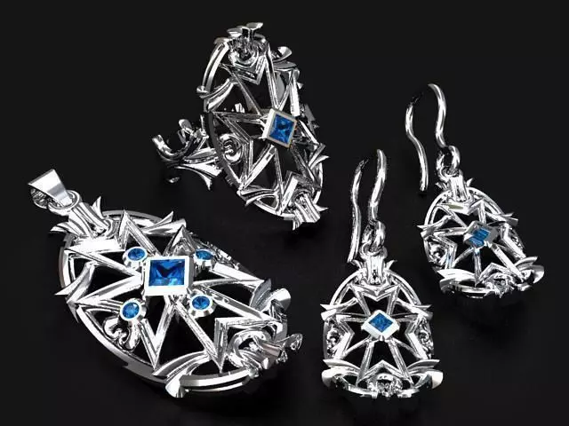 Maltese Cross Jewelry set 3D print model_0