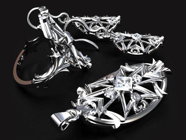Maltese Cross Jewelry set 3D print model_8
