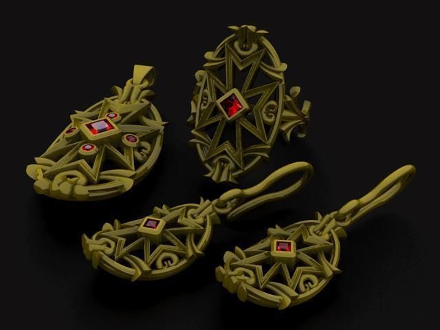 Maltese Cross Jewelry set 3D print model_11