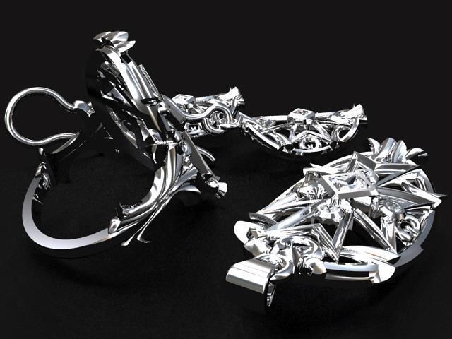 Maltese Cross Jewelry set 3D print model_6