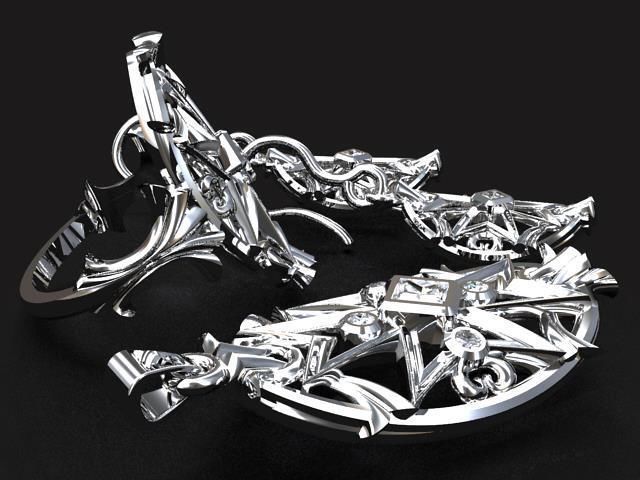 Maltese Cross Jewelry set 3D print model_10