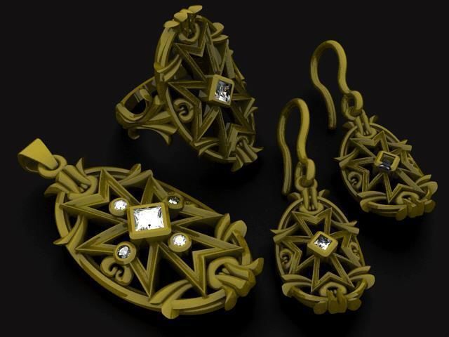 Maltese Cross Jewelry set 3D print model_3