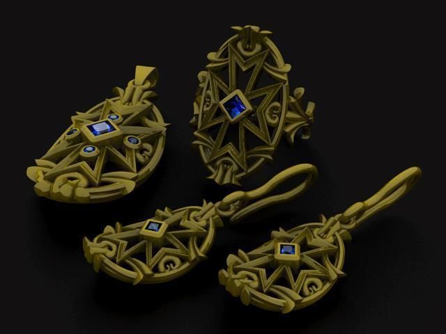 Maltese Cross Jewelry set 3D print model_5