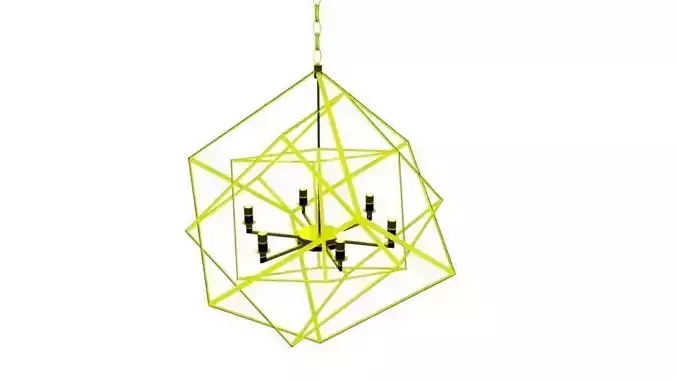 Golden Cubic Chandelier Low-poly 3D model