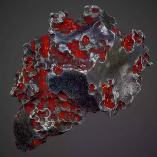 pitted volcanic rock with glowing surface - PBR