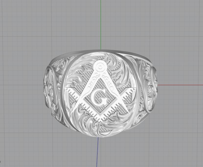 masonic ring 3D print model_2