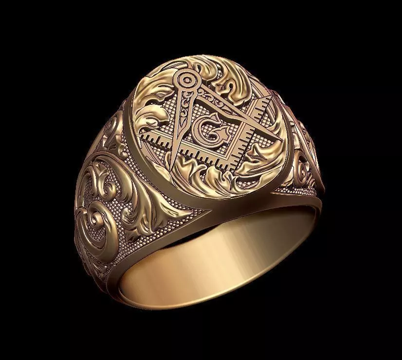 masonic ring 3D print model_0