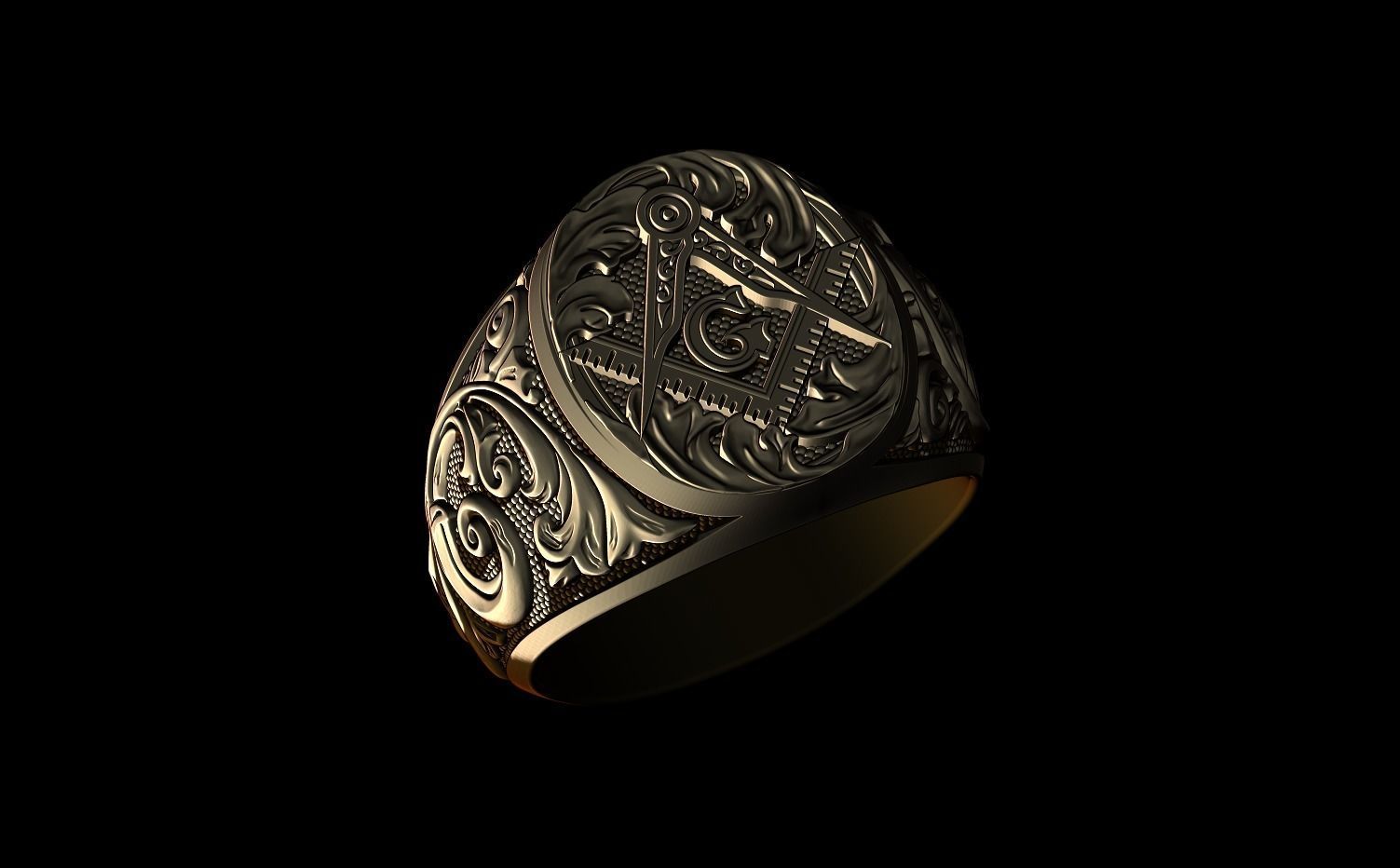 masonic ring 3D print model_4