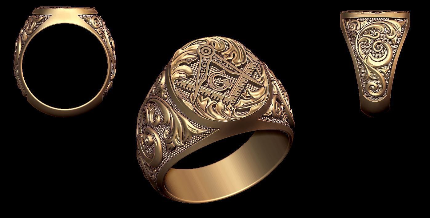 masonic ring 3D print model_5