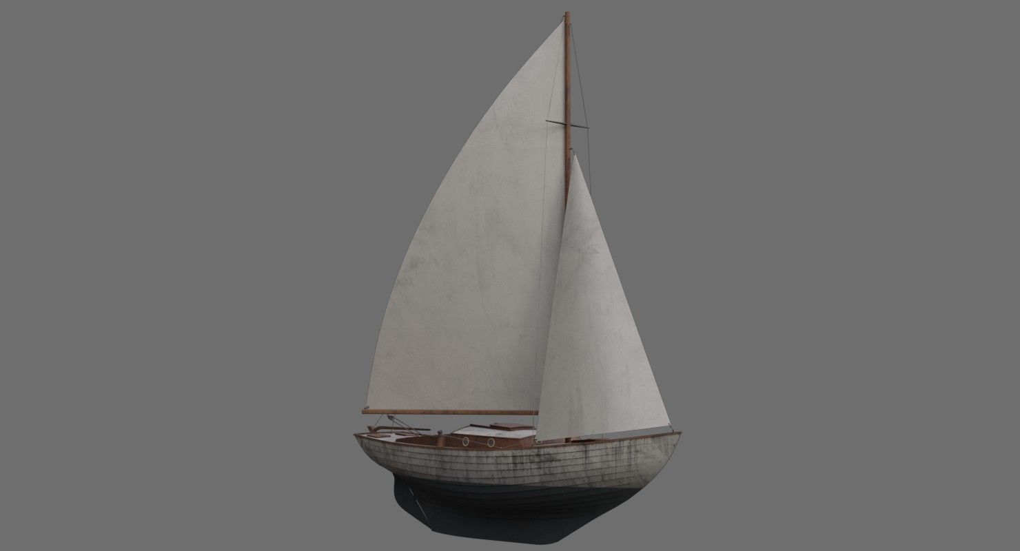 Sailboat 1B Low-poly 3D model_1