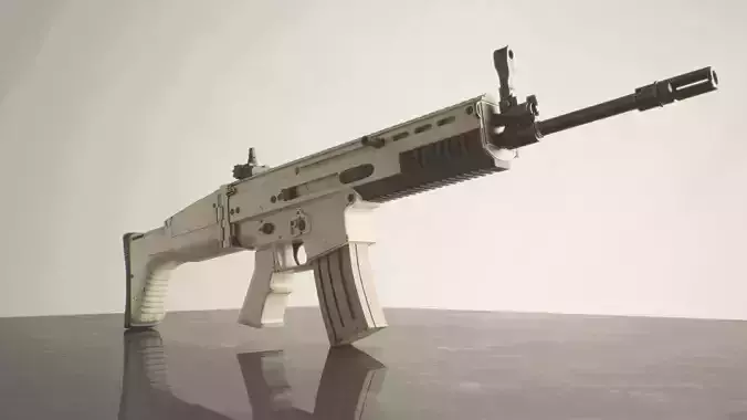 Scar L rifle on table Free low-poly 3D model