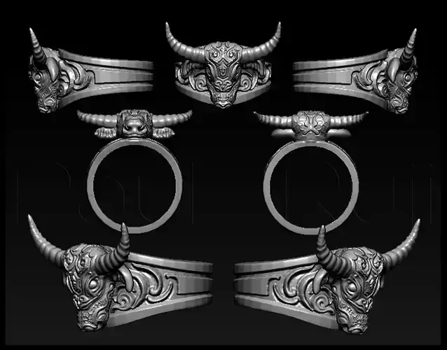 Buffalo Head Tatoo Ring 