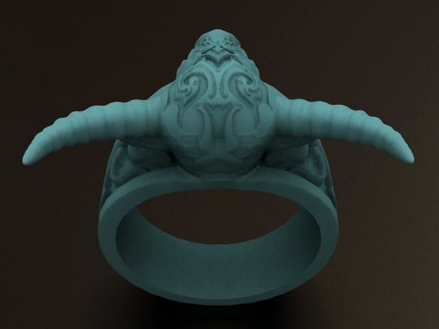 Buffalo Head Tatoo Ring  3D print model_10