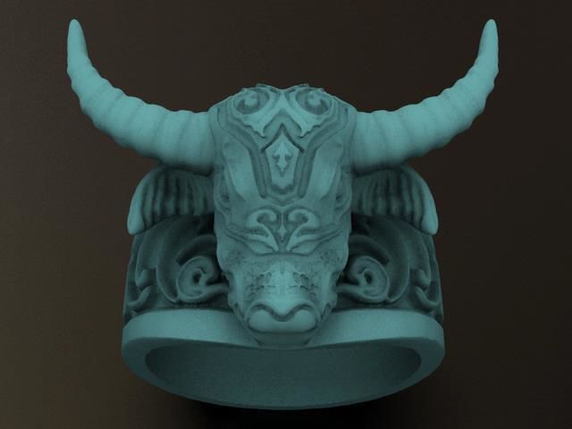 Buffalo Head Tatoo Ring  3D print model_13