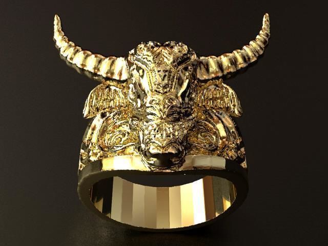 Buffalo Head Tatoo Ring  3D print model_15