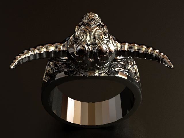 Buffalo Head Tatoo Ring  3D print model_12