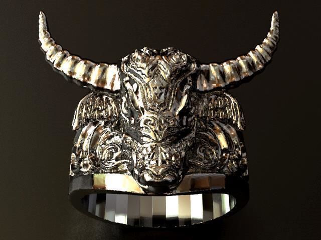 Buffalo Head Tatoo Ring  3D print model_14