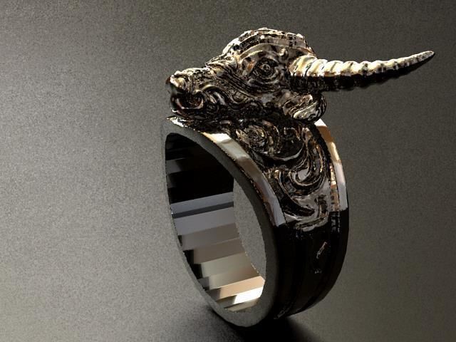 Buffalo Head Tatoo Ring  3D print model_6