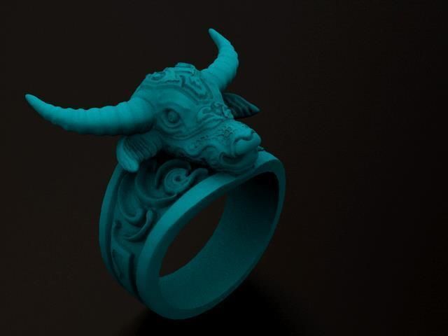 Buffalo Head Tatoo Ring  3D print model_1