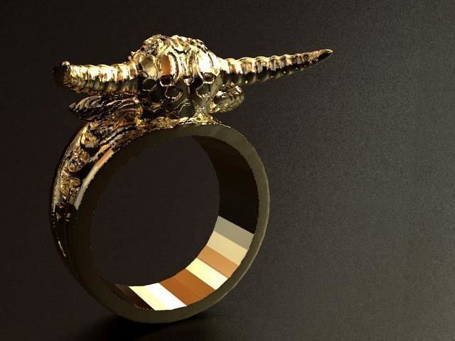 Buffalo Head Tatoo Ring  3D print model_9