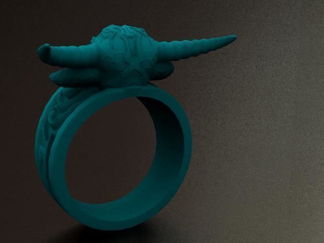 Buffalo Head Tatoo Ring  3D print model_7